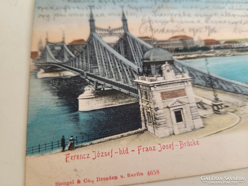 Régi Monarchia kori Stengel képeslap 1905 Ferenc József híd Budapest