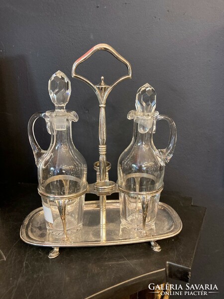 Oil and vinegar holder with silver frame (06)