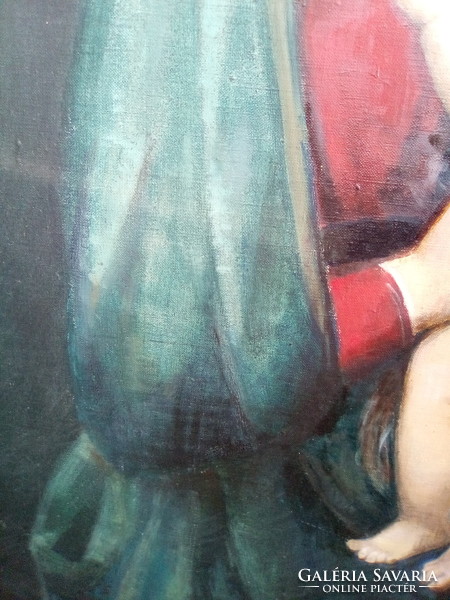 Raffaello Madonna del Granduca festménye után készült másolat, olajfestmény vászonra