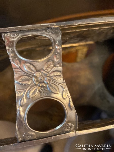 Oil and vinegar holder with silver frame - with rose decoration (11)