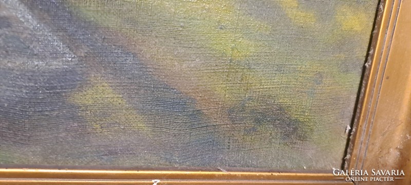 Antique canvas oil painting, landscape 63cm x46 cm