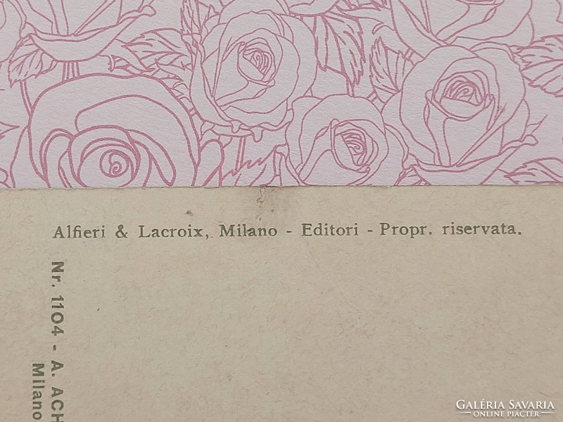 Régi képeslap hölgy virágokkal levelezőlap