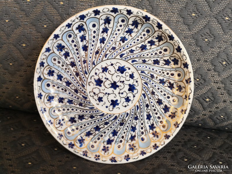 TK (Klösterle) csodálatos porcelán tányér, antik: 1830-1893. Ragyogó kék-arany