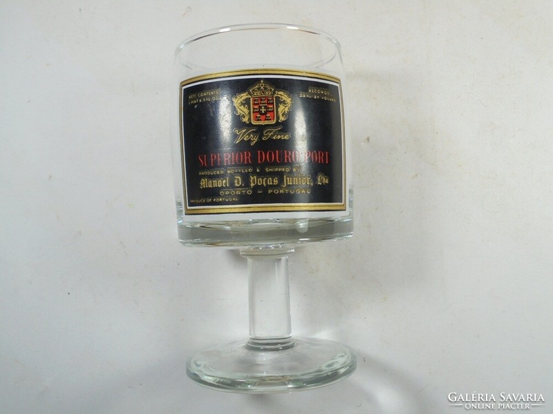 Old retro - Oporto Portuguese production - wine stemmed glass - glass painted label