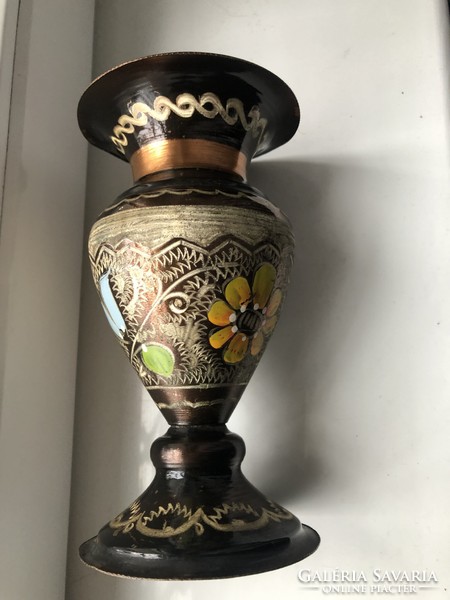 Réz, mintás török váza 18 cm