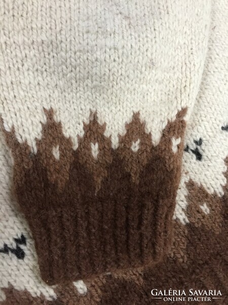 Norwegian/Icelandic pattern, soft, warm hand-knitted unisex alpaca wool sweater for size m/l