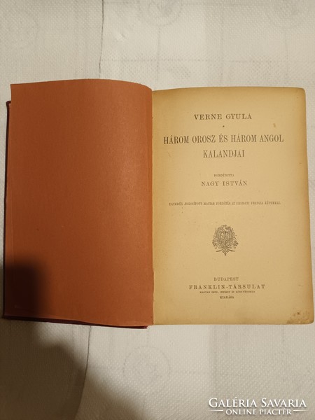 Verne Gyula- Három Orosz és Három Angol Kalandjai ! Jó állapotú antik könyv !