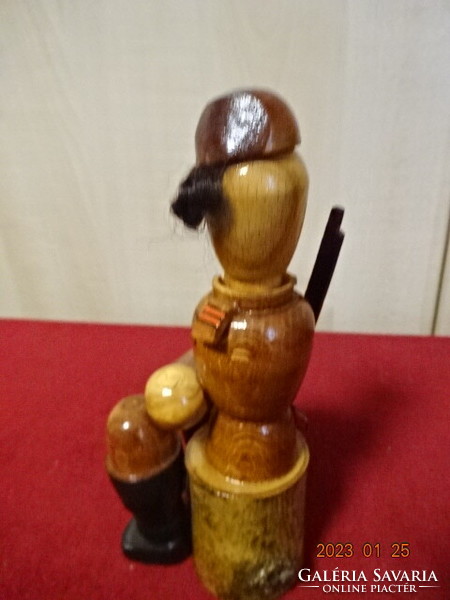 Russian wooden soldier, handmade, height 17.5 cm. He has! Jokai.