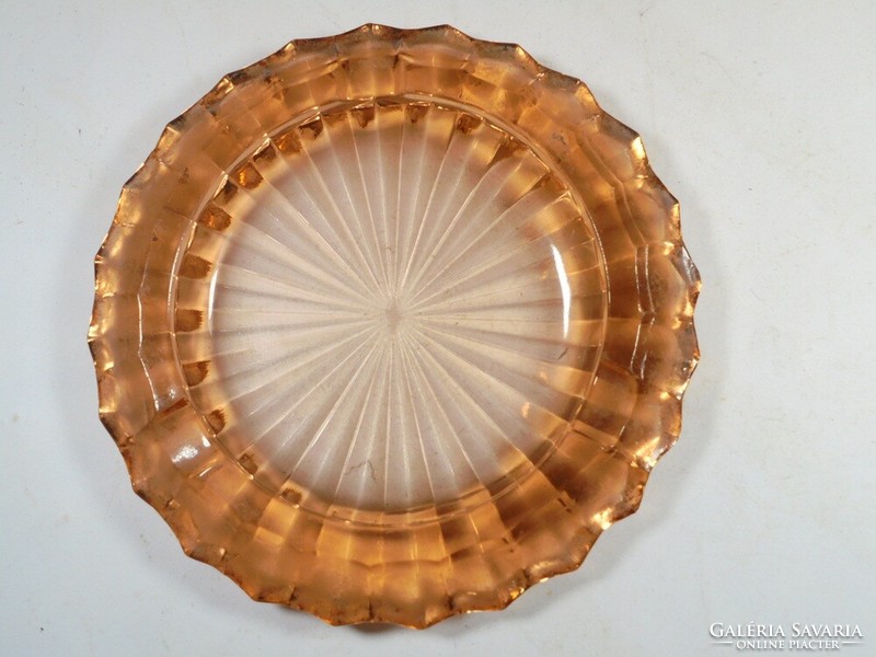 Antik régi kristály jellegű színezett üveg hamutál hamus hamutartó tál tálka hamutartó