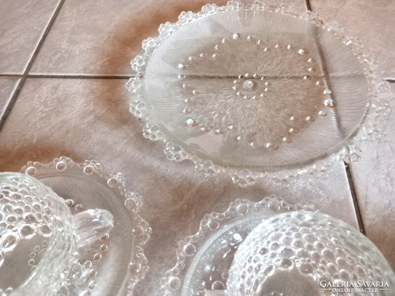 6 Personal, 13-piece very decorative glass tea set (bubble lace)