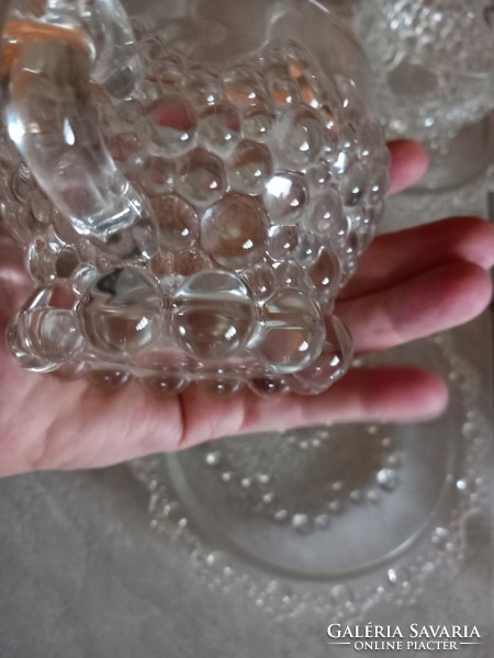 6 Personal, 13-piece very decorative glass tea set (bubble lace)