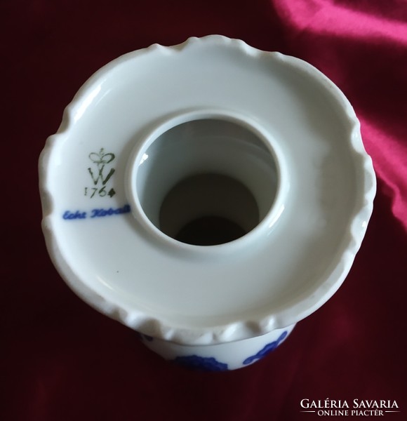 Wallendorf kobalt kék porcelán gyertyatartó 11 cm