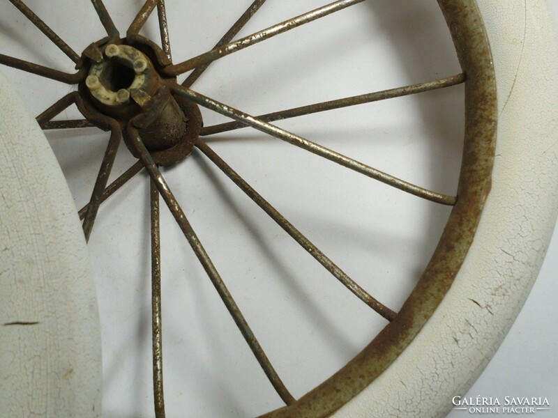 2 db Retro régi játék gumi kerék fém küllőkkel - babakocsi bicikli kerékpár - kb. 1960-as évekből