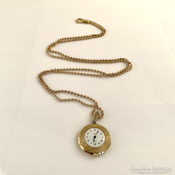 Swiss mechanical women's pocket watch desotos incabloc old gold-plated women's neck watch