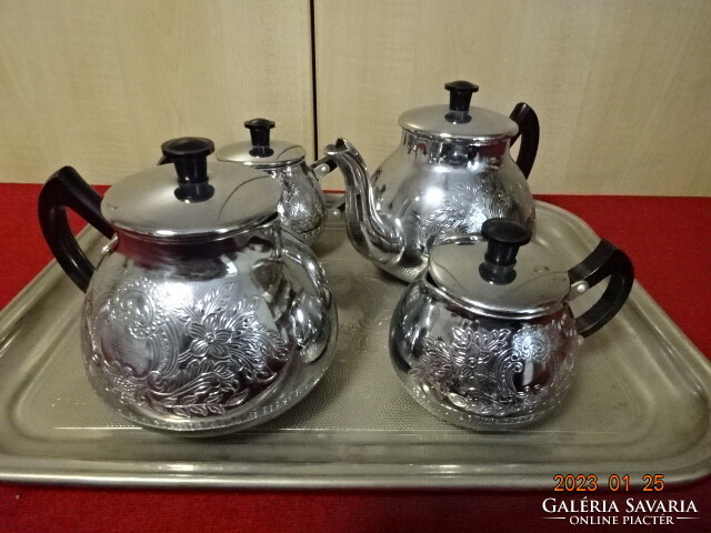 Russian printed pattern, four-piece, metal tea and coffee set with tray. He has! Jokai.