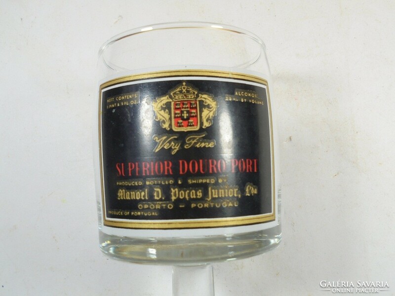 Régi retro - Oporto Portugál gyártmány - bor boros talpas pohár - üveg festett címke
