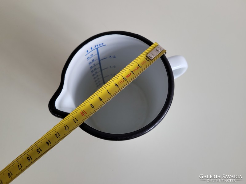 Retro Old Plum Pattern Enamel Kitchen Milk Kettle Pitcher Measure Enamel Measuring Cup Measuring Cup