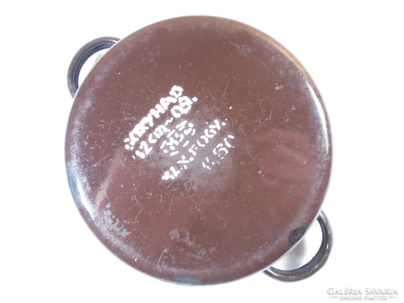 Retro Zománcozott edény lábas - 12 cm - Bonyhád bonyhádi - 1950-1970-es évek