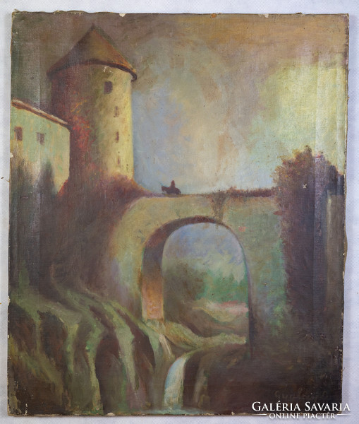 Gyulay dezső romantic castle oil on canvas 50x70