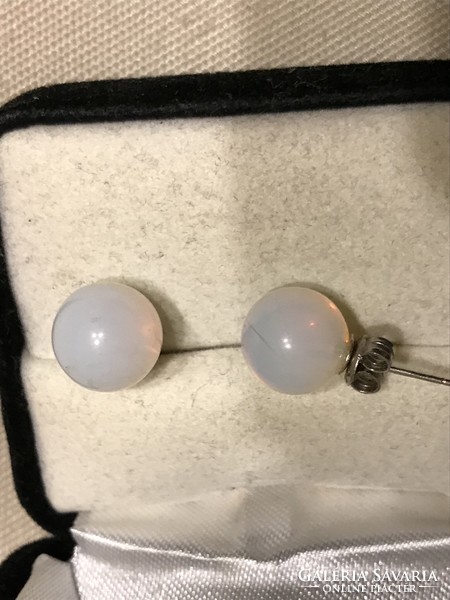 Studded silver earrings with opalite