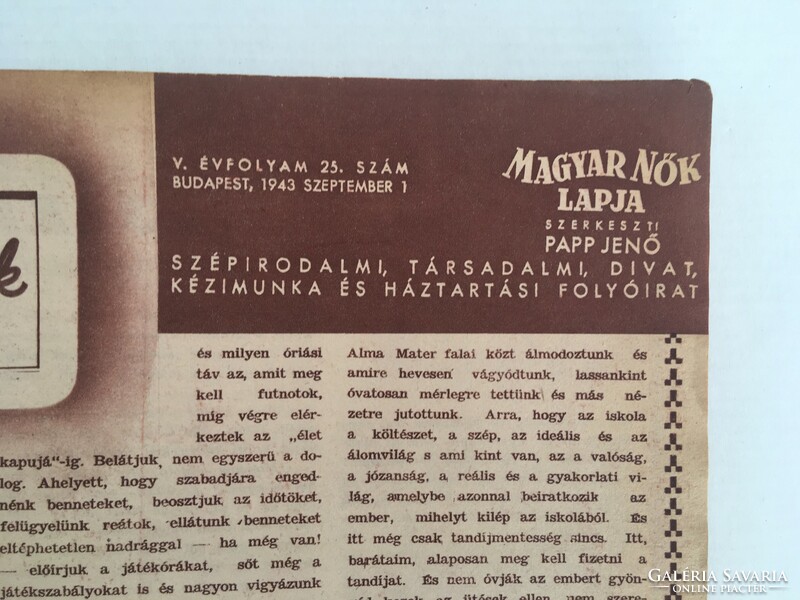 Magyar Nők Lapja 1943. szeptember 10., V. évfolyam 25. szám