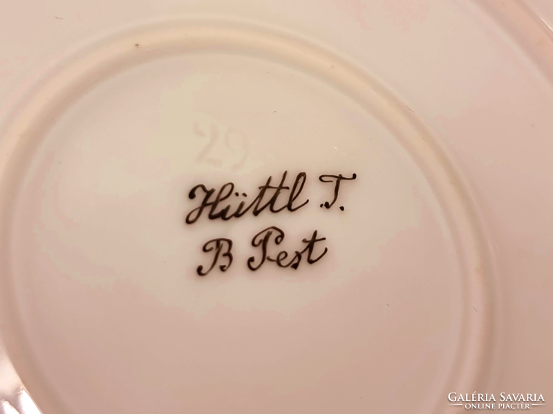 Hand-painted. Porcelain offering bowl, hüttl tivadar Budapest marked xx. From the first half of Szd.