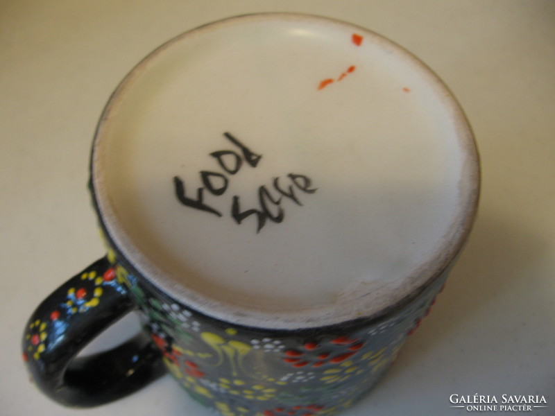 Portuguese artistic unique mug with pearl surface flowers