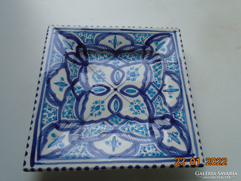 Decorative plate with hand-painted blue turquoise Moroccan patterns