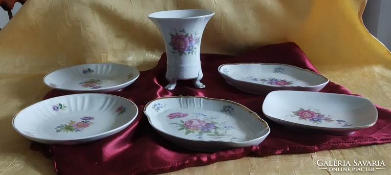 Holóháza porcelain vase, plates, 6 pcs