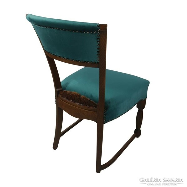 Single chic - romantic velvet solid wood carved chair with turquoise velvet cover
