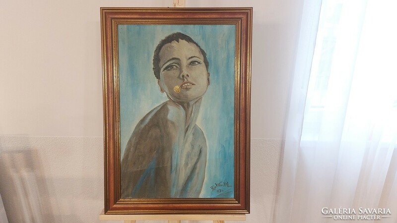 (K) fiatal hölgy festmény 50x70 cm kerettel