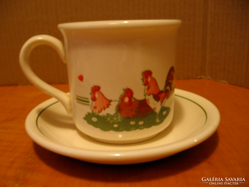 Hen, Rooster Staffordshire coffee mug