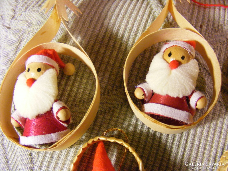 14 pcs of retro Christmas tree ornaments made of wood and tinsel