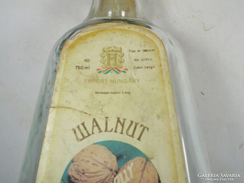 Retro Walnut diőlikőr ital üveg palack - Helvéciai Á.G. 1980-as évek
