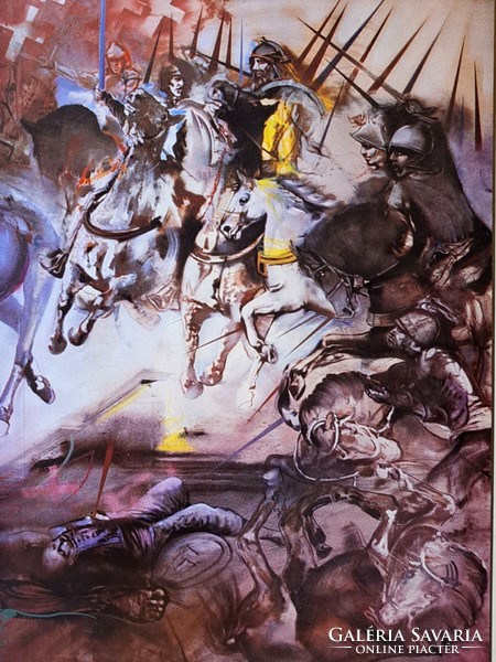 Olja Ivanjicki: the Battle of Rigómeze, 1389 - a rare historical triptych! Art print - Kosovo