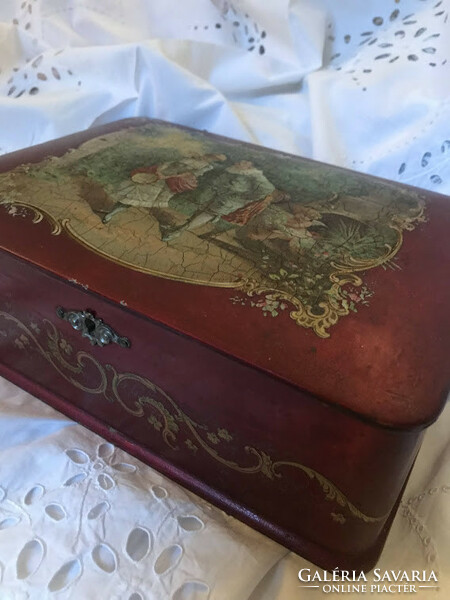 Antique painted wooden box, chest