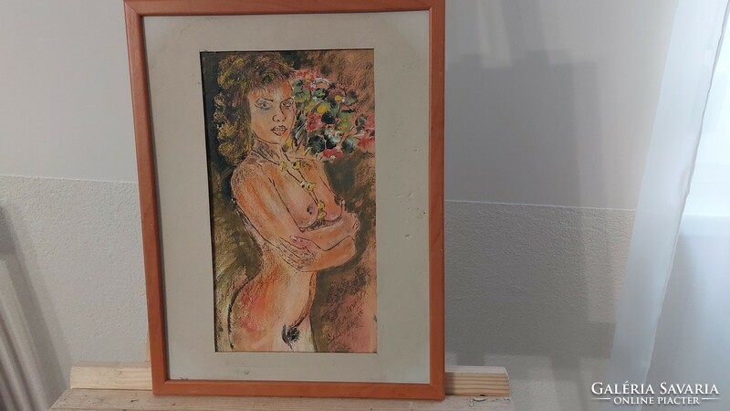 (K) g. Soldier tibor nude painting, picture 32x43 cm with frame