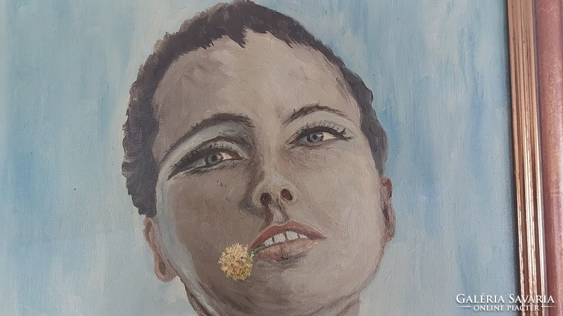 (K) fiatal hölgy festmény 50x70 cm kerettel