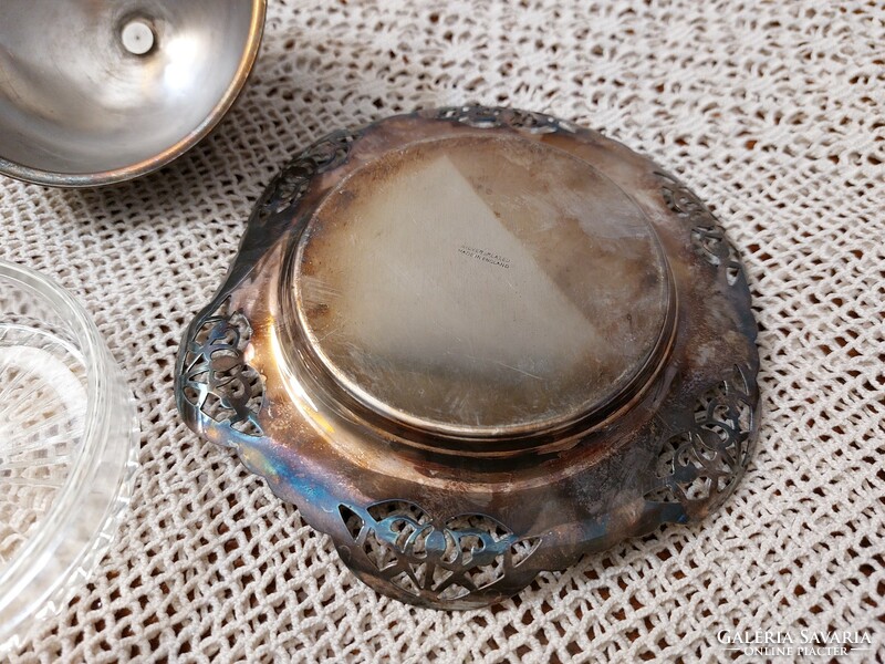 Old silver-plated caviar serving bowl with caviar lid