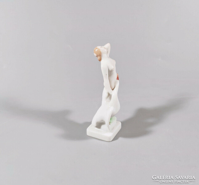 Léda Herend with the swan, hand-painted miniature porcelain figure, 1942, flawless! (J021)