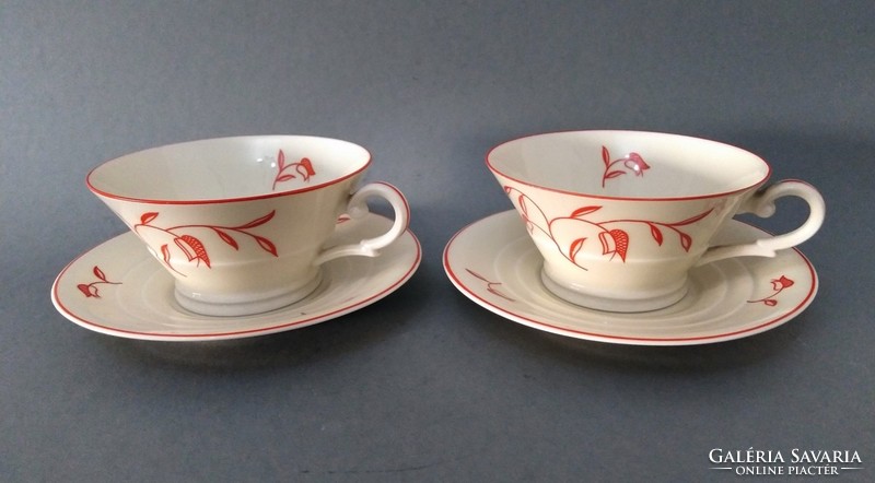 Otto prutscher 'metropolis' art deco / bauhaus teacup pair with coaster, 1935 rare