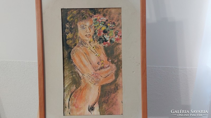 (K) g. Soldier tibor nude painting, picture 32x43 cm with frame