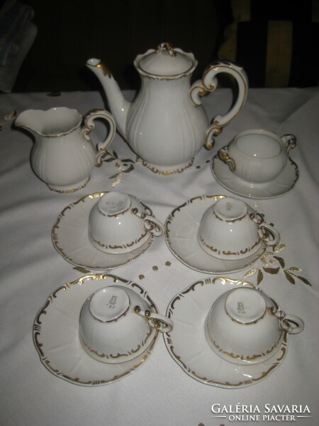 Zsolnay, broadly gold feathered, four-person mocha set, nice condition