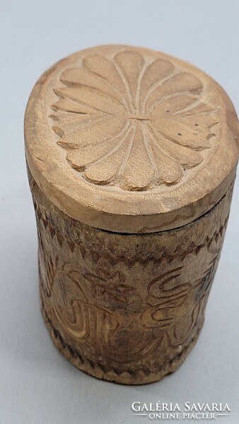 Rare, old shepherd's wood carving ointment holder