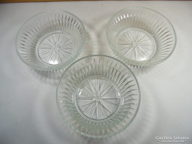 Retro old glass bowl compote salad serving dish convex - 3 pcs