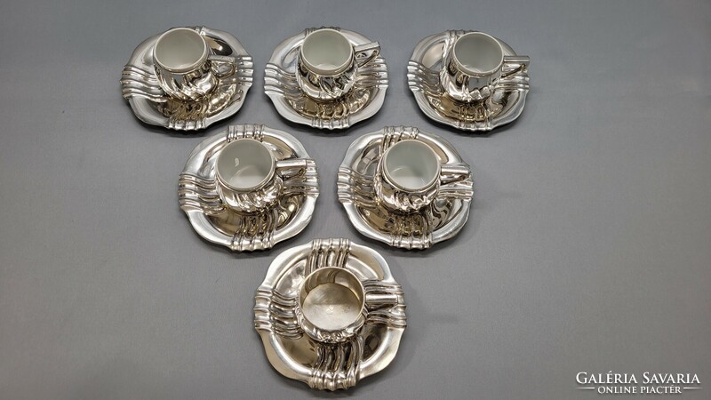Antique silver mocha and coffee set for 6 people