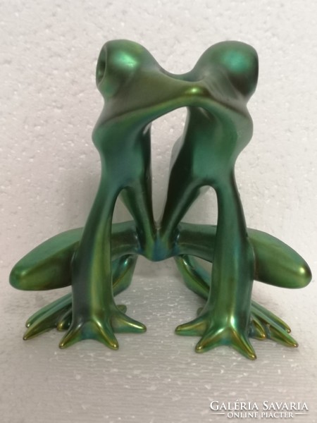 Retro midcentury Zsolnay eozin palatine judit frog