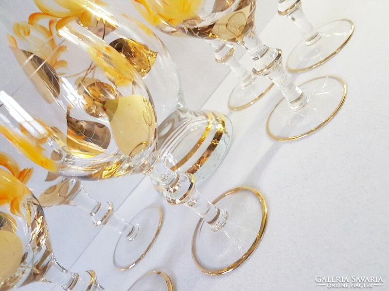 Decorative, gold-plated, complete liqueur set