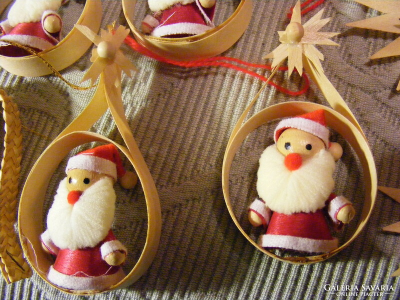 14 pcs of retro Christmas tree ornaments made of wood and tinsel