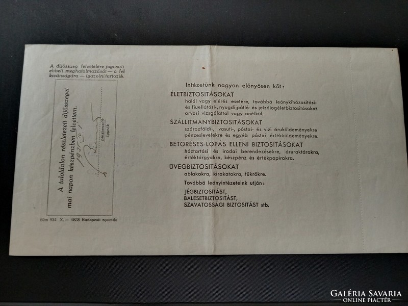 Old document, Trieste general insurance company from 1935 according to pictures.
